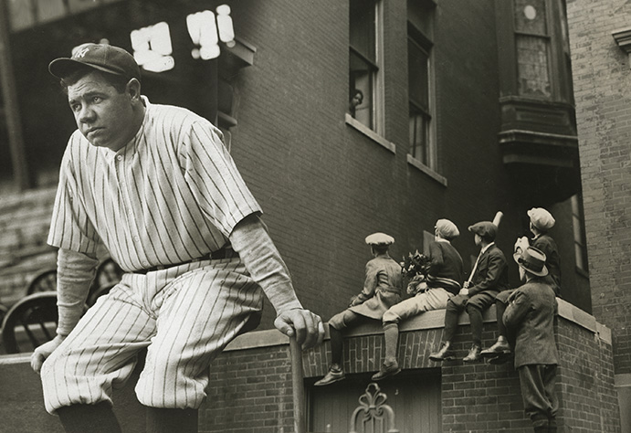 Babe Ruth and a group of concerned young baseball fans