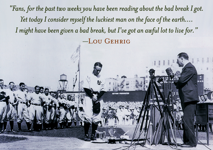 Lou Gehrig takes a swing at Ebbets Field during a pre-season game against  the Dodgers in 1939 just two days before h…