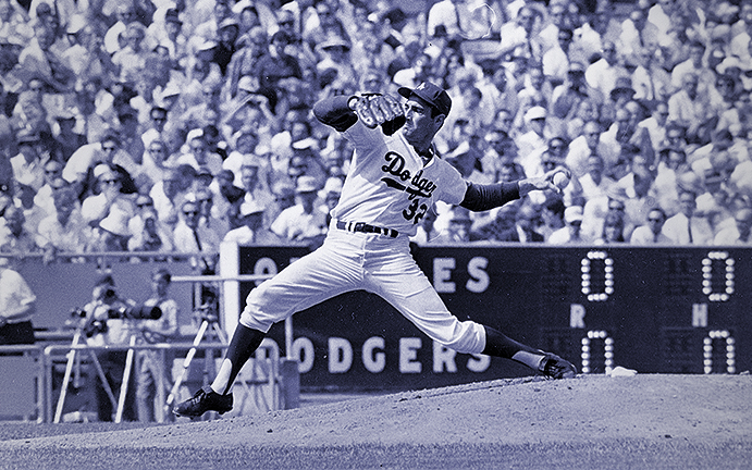 Sandy Koufax pitching the last game of his career during the 1966 World Series