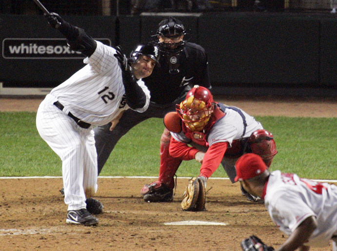 Chicago White Sox third baseman Joe Crede walks back to the dugout during  the eighth inning against the Kansas City Royals on April 19, 2006 in  Chicago. Crede and catcher A.J. Pierzynski