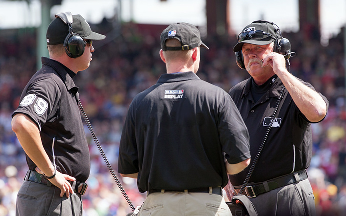 Umpires undergoing video review