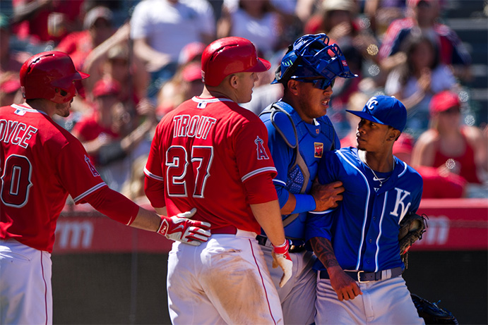 Mike Trout and Yordano Ventura