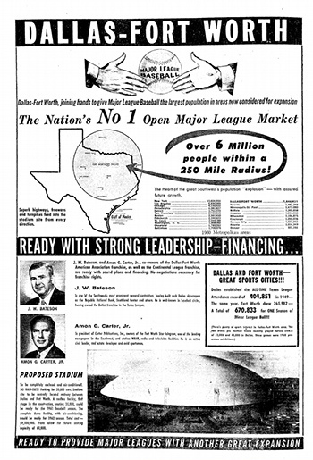 1960s ad for new Arlington stadium
