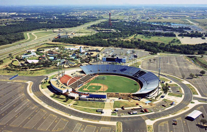 1970s aerial of Arlington Stadium