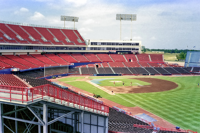 Arlington Stadium, from right field corner