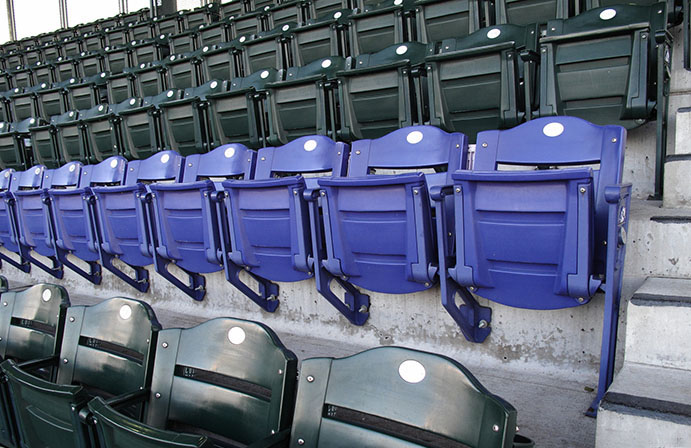 Nick Groke on X: They replaced the mile-high purple row seats at Coors  Field to match the new Rox jersey shade. #uniwatch   / X