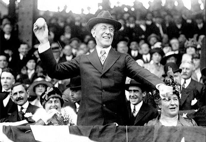 President Wilson throwing out first pitch at Griffith Stadium