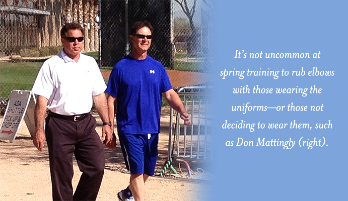 Don Mattingly strolls past spring training fans