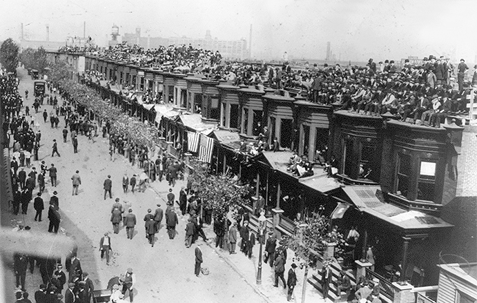 Rooftoppers behind Shibe Park’s right-field wall