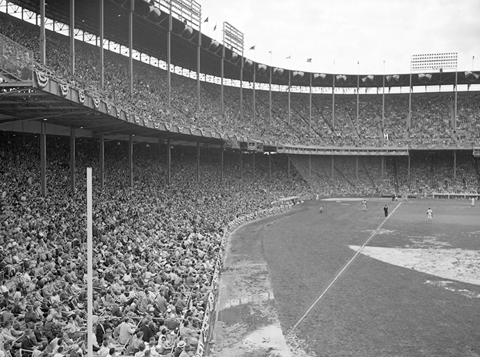 First major league game at Kansas City's Municipal Stadium, 1955