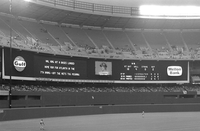 Original scoreboard at Three Rivers Stadium