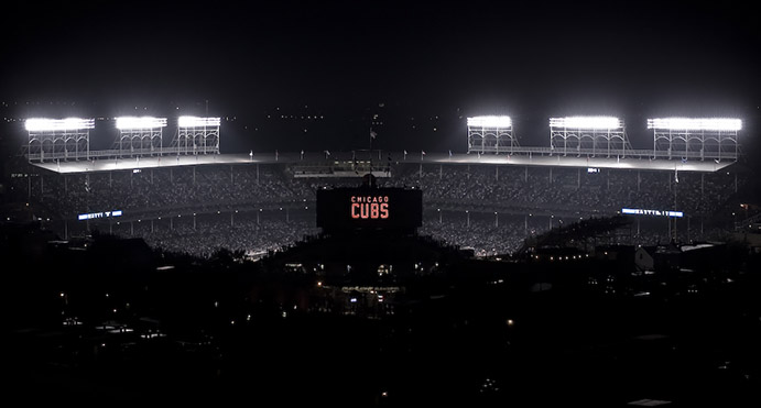Night game at Wrigley Field