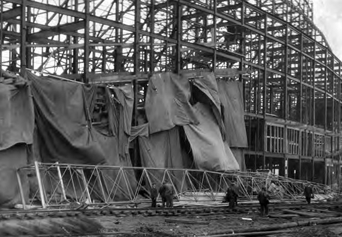 Remains of construction accident at Cleveland Municipal Stadium
